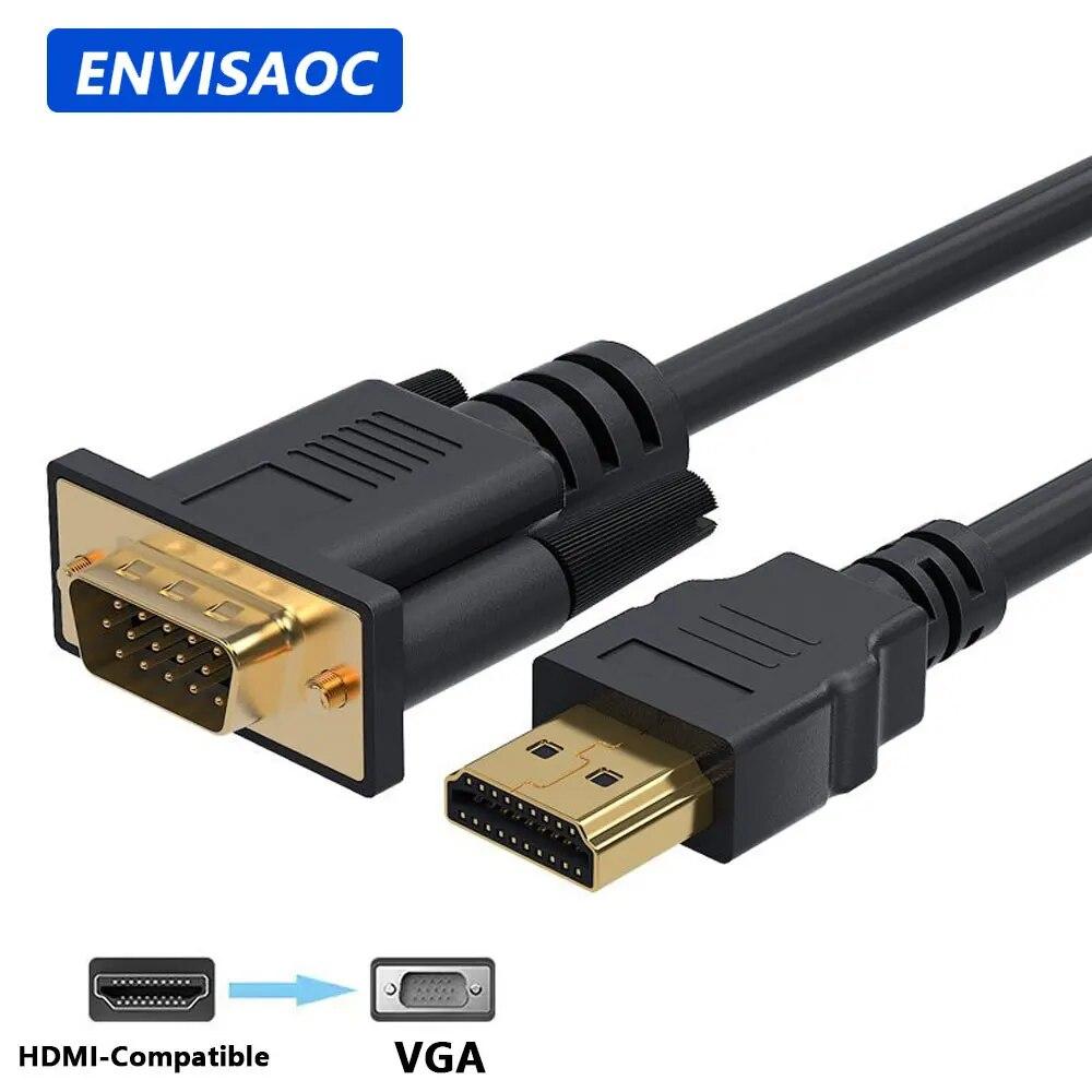 Кабель перехідник HDMI VGA адаптер для монітора з позолоченими контактами та екранувальним обплетенням