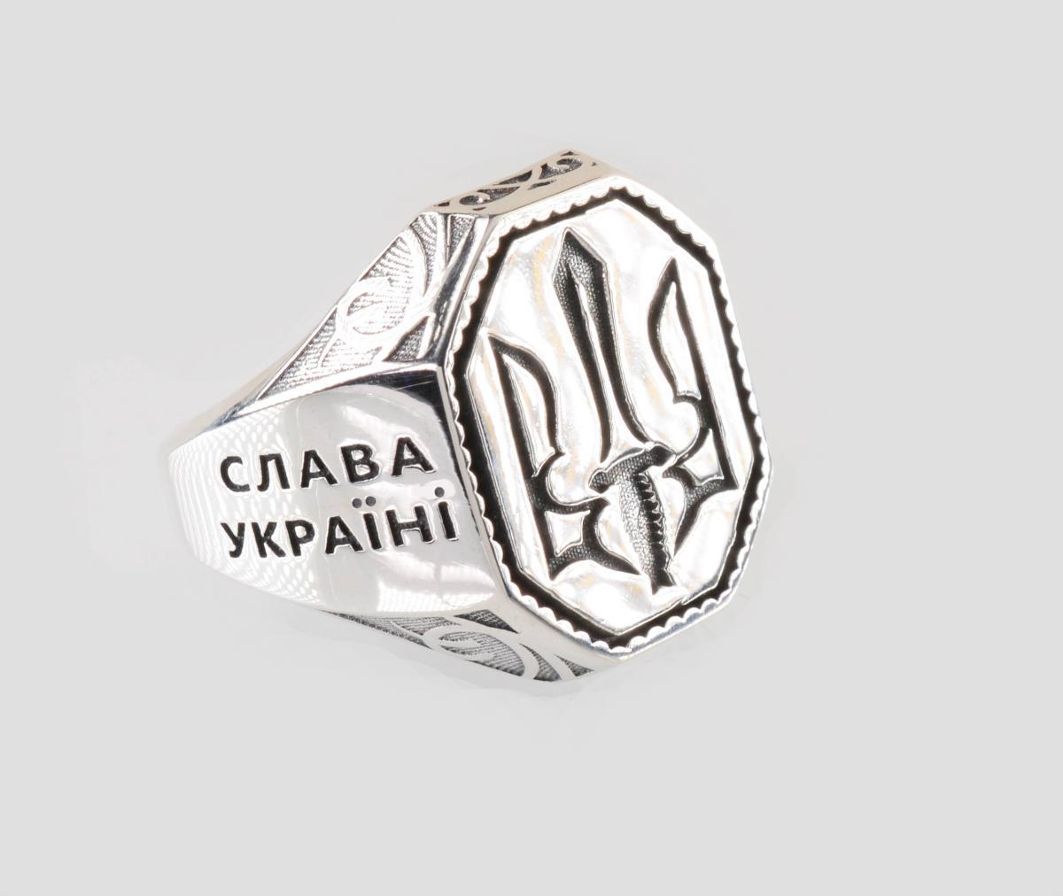 Срібна чоловіча печатка розмір 17, фото 1