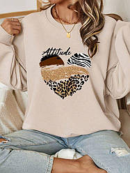 Теплий світшот з принтом серця на флісі Ssmod2265