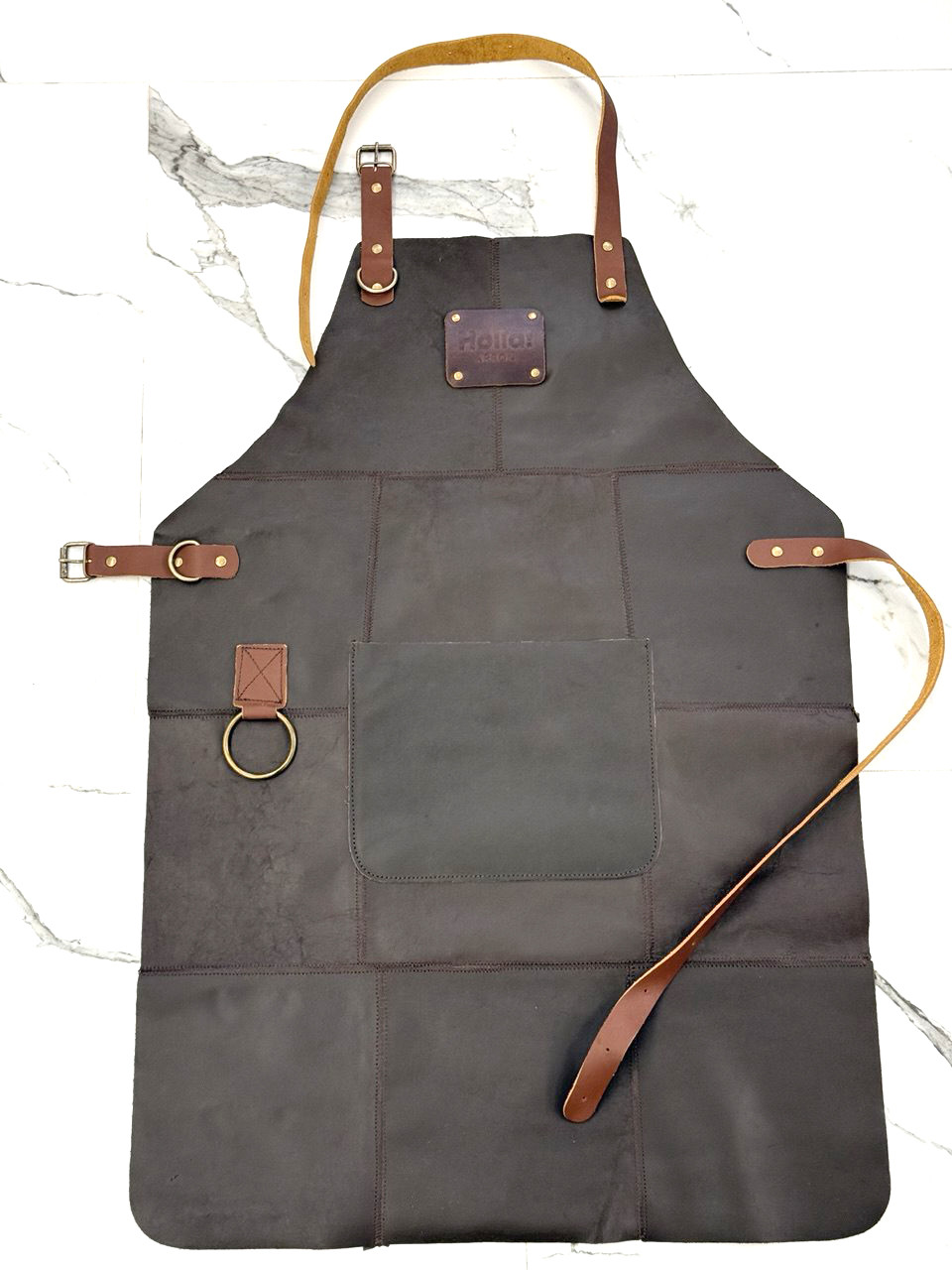 Фартух з натуральної шкіри коричневий HollaApron Brown