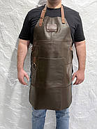Фартух з натуральної шкіри коричневий HollaApron Brown, фото 3
