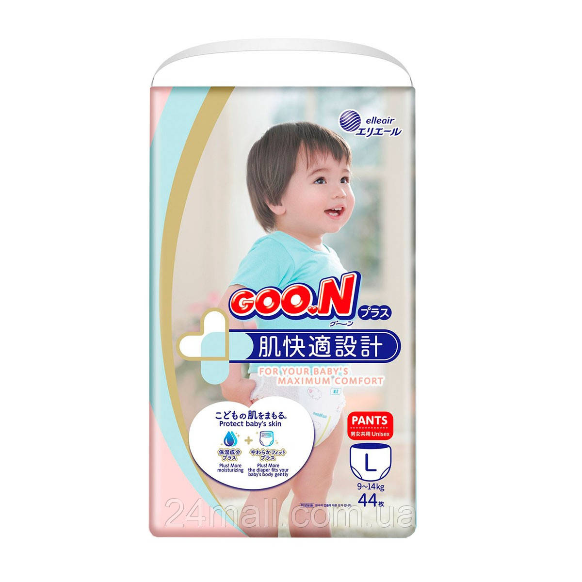Трусики-підгузки Goo.N Plus для дітей (розмір 4(L), 9-14 кг, 44 шт)