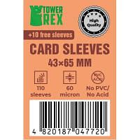 Протектори для карт Tower Rex 43 х 65 мм 60 мкм Mini Chimera 110 шт стандарт picnic