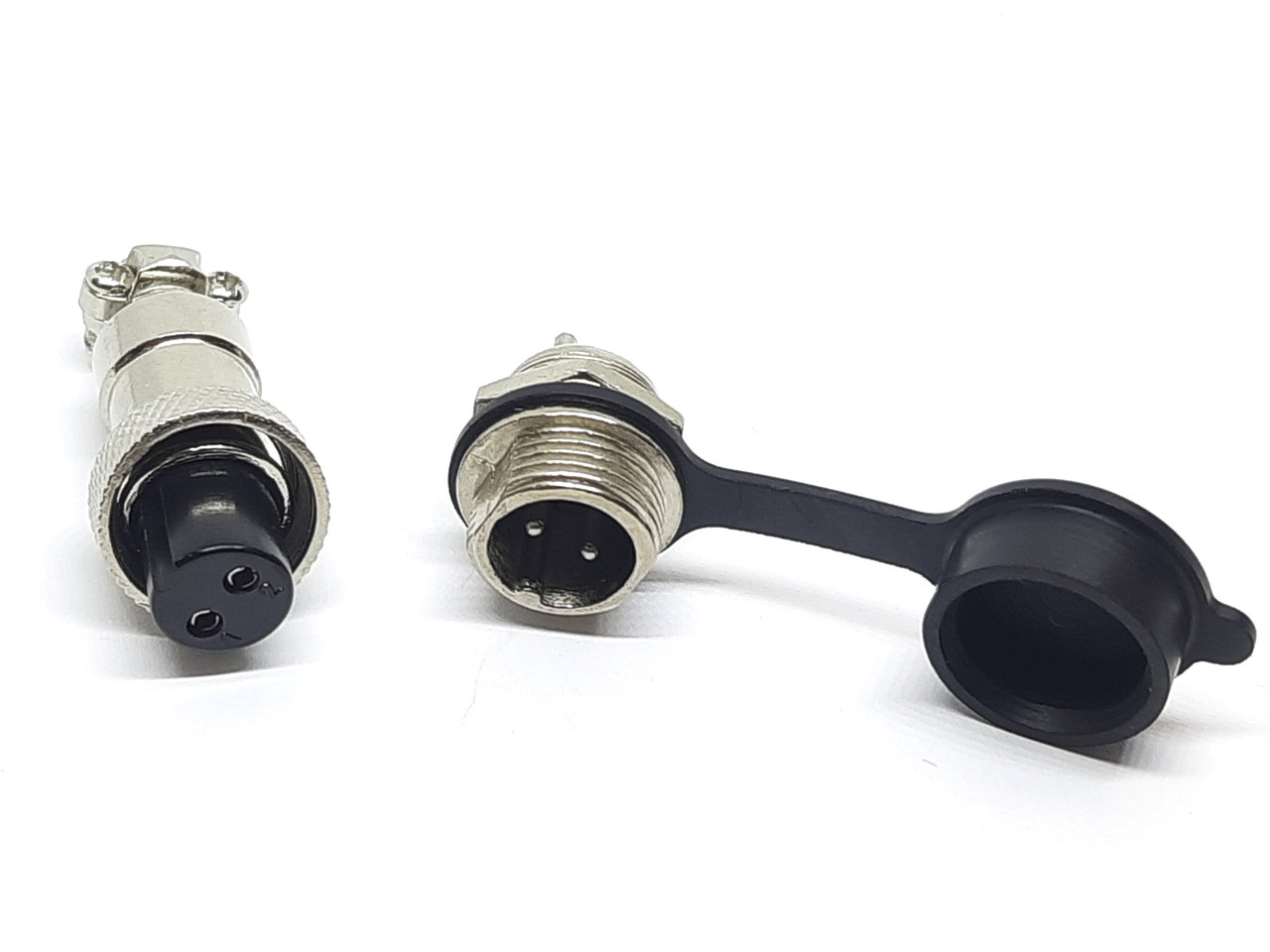 Роз'єм GX12 mini XLR M12, RS765 2 контактний (2pin) пара (Гніздо з вологозахисною заглушкою + штекер), фото 1