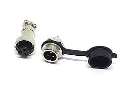 Роз'єм GX12 mini XLR M12, RS765 3 контакту (3pin) пара (Гніздо з вологозахисною заглушкою + штекер)