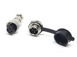 Роз'єм GX12 mini XLR M12, RS765 4 контакту (4pin) пара (Гніздо з вологозахисною заглушкою + штекер)