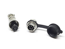 Роз'єм GX12 mini XLR M12, RS765 5 контактів (5pin) пара (Гніздо з вологозахисною заглушкою + штекер)