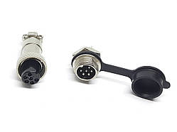 Роз'єм GX12 mini XLR M12, RS765 6 контактів (6 pin) пара (Гніздо з вологозахисною заглушкою + штекер)