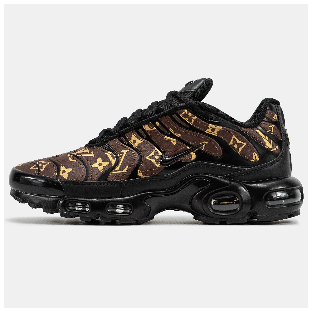 Чоловічі кросівки Nike Air Max TN Plus x Louis Vuitton Black Brown, коричневі шкіряні кросівки найк аір макс тн Луї Віттон