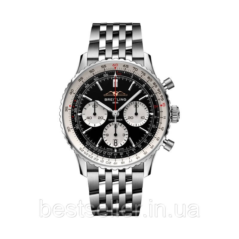 BREITLING NAVITIMER CHRONOGRAPH 45MM SILVER BLACK MIYOTA OS20 FACELIFT 2024. AAA