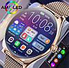 Смарт-годинник LEMFO MT55 Gold (тонометр, пульсоксиметр, дзвінки) Amoled екран | 2 ремінці, фото 4