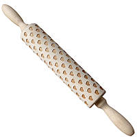 Качалка текстурна Сердечки, кондитерська качалка з дерева з сердечками