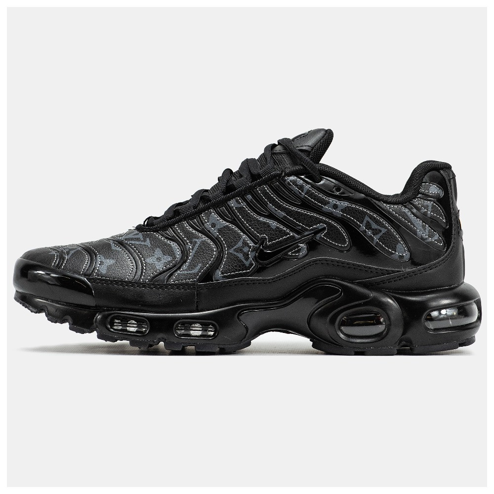 Чоловічі кросівки Nike Air Max TN Plus x Louis Vuitton Black, чорні шкіряні кросівки найк аір макс тн Луї Віттон