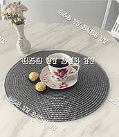 1 шт. сервірувальна підставка під гаряче кругла 38х38 см., темно-сірий