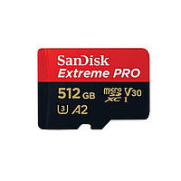 Карта пам'яті microSDXC (UHS-1 U3) SanDisk Extreme Pro A2 512Gb class 10 V30 (R200MB/s,W140MB/s) (adapter)