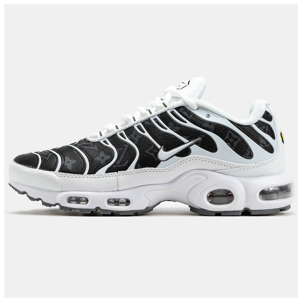 Чоловічі кросівки Nike Air Max TN Plus x Louis Vuitton White Black, чорно-білі шкіряні кросівки найк аір макс тн Луї Віттон