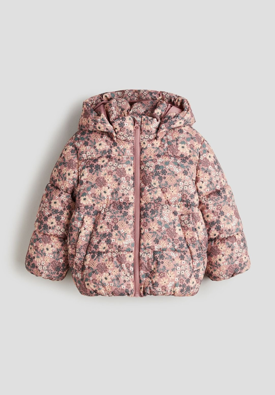 Куртка пуховик рожева Квіти H&M 134-140см, фото 1