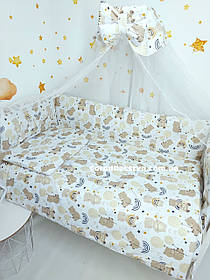 Набір постільної білизни в дитяче ліжечко 9в1: захист ковдра подушка простирадло