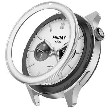 Безель металевий для смарт годинника Xiaomi Watch S3/S4 Silver-2 + захисне скло