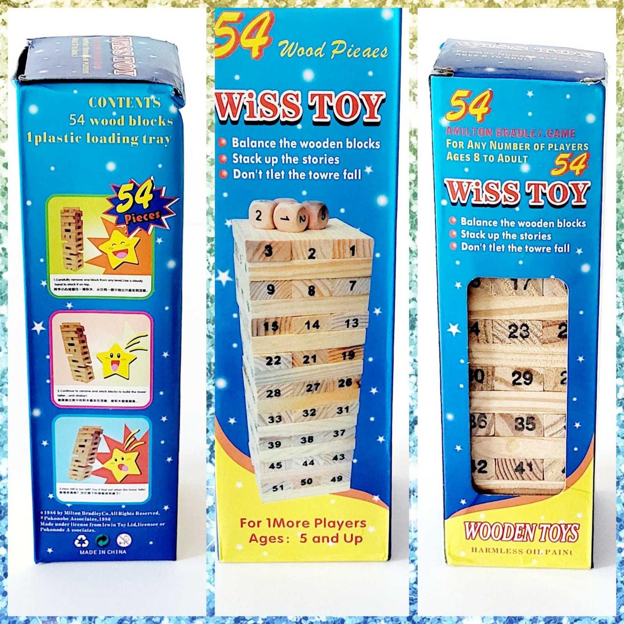 Дерев'яна настільна гра Падаюча вежа Wiss Toys велика