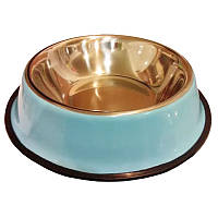 Миска для собак неіржавка сталь 0,4 л 22 см у пластиковій підставці