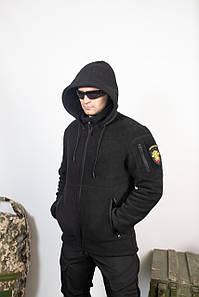 Парка кофта флісова на хутрі Traveler чорна| Щільність 440 гр/м