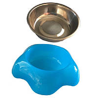 Миска для собак неіржавка сталь у пластиковій підставці 330 мл розмір L