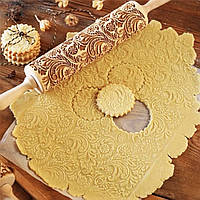 Качалка текстурна квітковий візерунок, кондитерська качалка з дерева