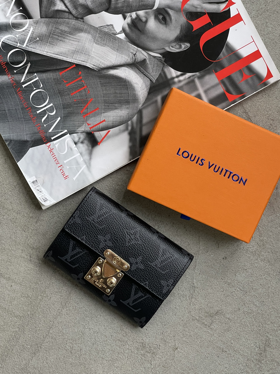 Жіночий гаманець Louis Vuitton чорний з коробкою міні Луї Віттон, фото 1