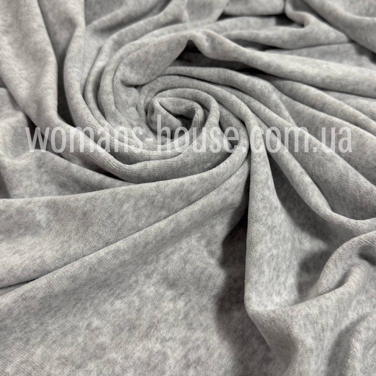 Тканина велюр бавовняний 180 см стрейч 300 г/м2 Туреччина світло сірий меланж Білий, фото 1