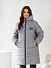 Тепла зимова жіноча подовжена дута стьобана куртка з капюшоном, норма та батал великі розміри, фото 6