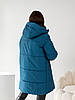 Тепла зимова жіноча подовжена дута стьобана куртка з капюшоном, норма та батал великі розміри, фото 8