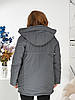 Тепла зимова жіноча дута куртка з високим капюшоном та зручними кишенями, батал великі розміри, фото 6