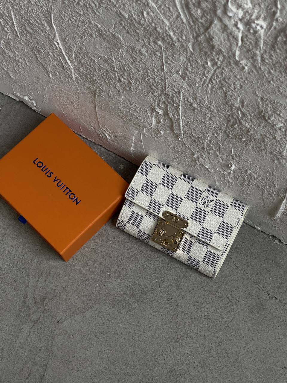 Жіночий гаманець Louis Vuitton бежевий у клітинку з коробкою міні Луї Віттон