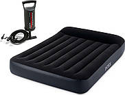 Матрац надувний Intex 64142 з насосом 191х137х25 см, чорний
