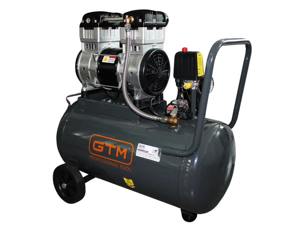 Поршневий повітряний компресор GTM KCW1500-50L, 50 л, безоливний