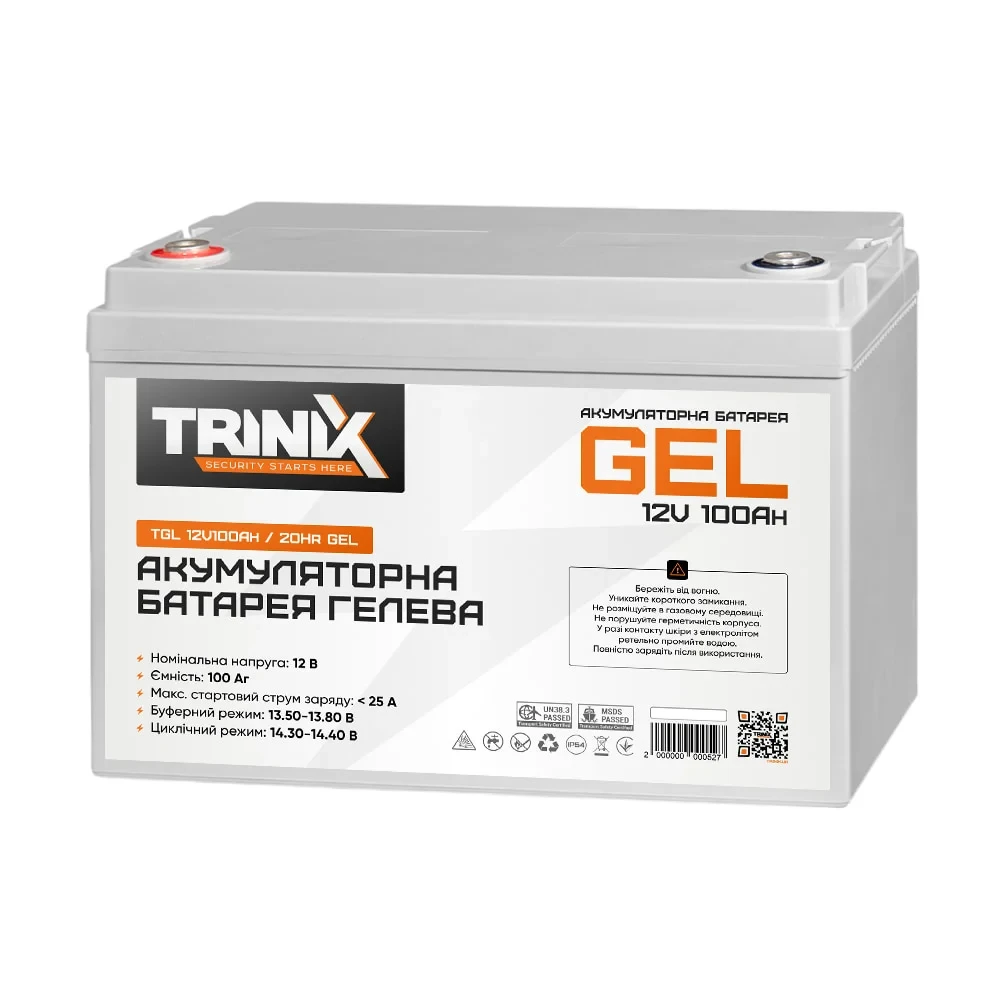 Акумуляторна батарея гелева 12В 100Аг Trinix TGL12V100Ah/20Hr GEL (44-00011), фото 1