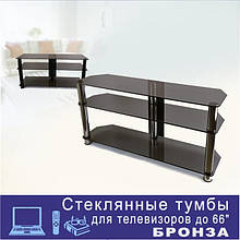 Скляні тумби БРОНЗА для ТВ до 66" діагональ (коричневі)