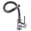 Змішувач для кухні латунний із гнучким сірим гусом TOPAZ CORSICA TC 8853-04-GR Хром, фото 2