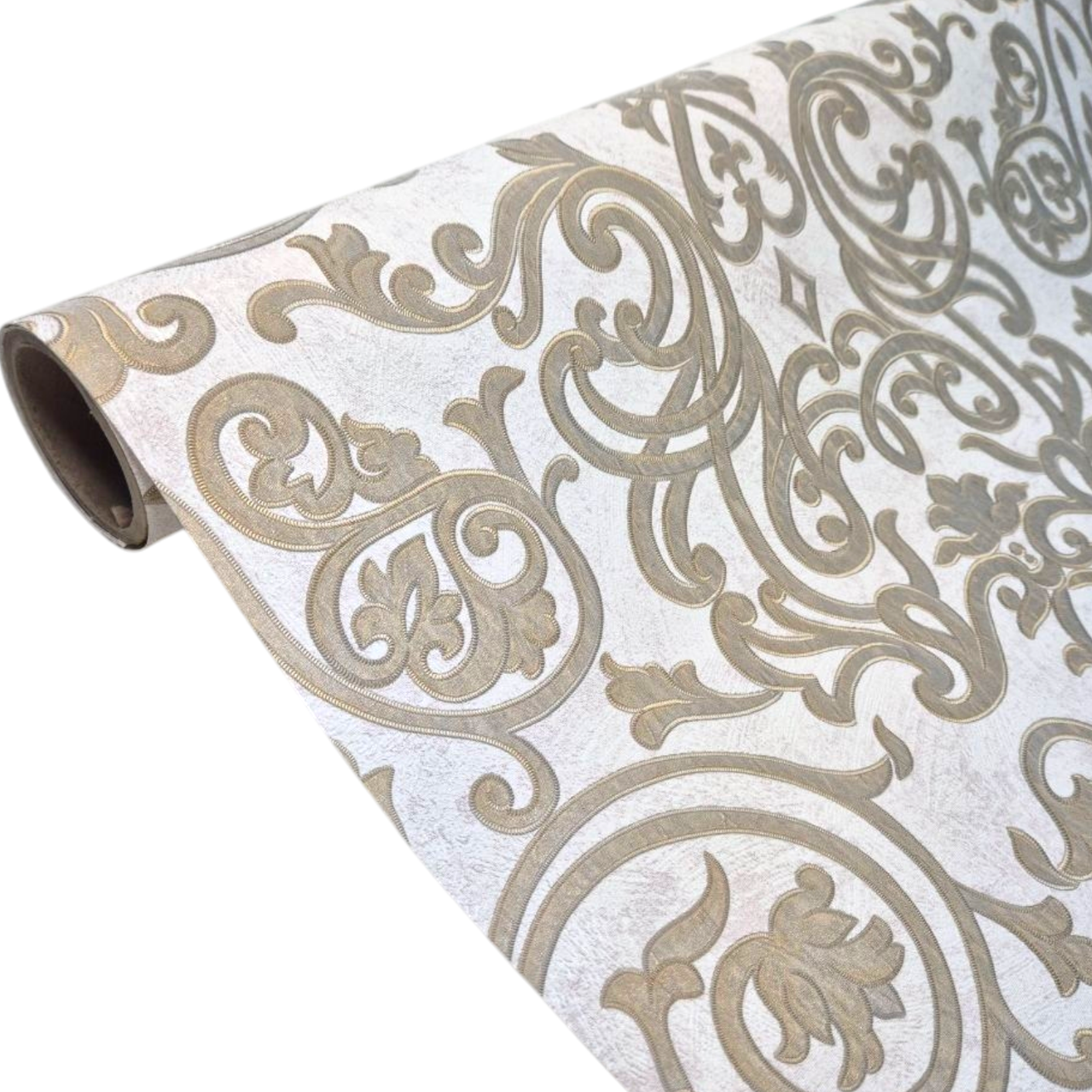 Шпалери вінілові 10.05 × 1.06 м Marburg 30053, пісочні, молочні, золотисті для спальні, вітальні, кухні, коридору, фото 1