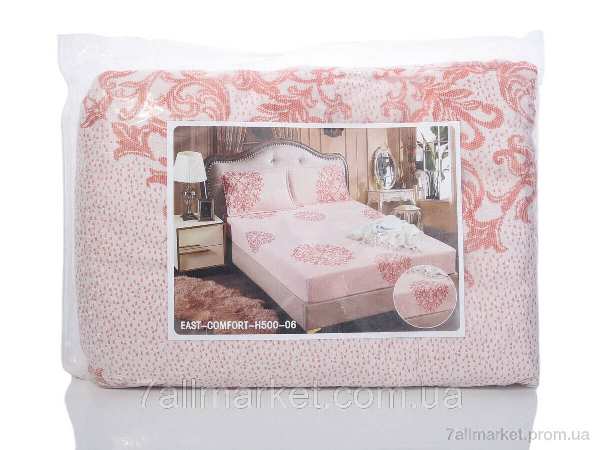 Постільна білизна Весна/осінь Простирадло на гумці + наволочки H500-06 pink (08054) 180*200+25 (2 шт.сітка One