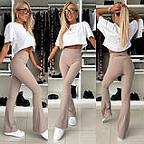 Жіночі штани клеш з стильним поясом, фото 4