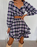Жіночій костюмчик в клітину з спідницею, фото 4