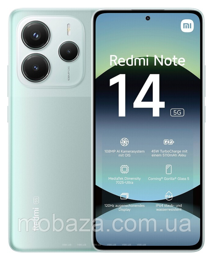 Смартфон Xiaomi Redmi Note 14 5G 6/128Gb Coral Green