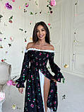 Жіноча сукня в квітку з вставками, фото 4