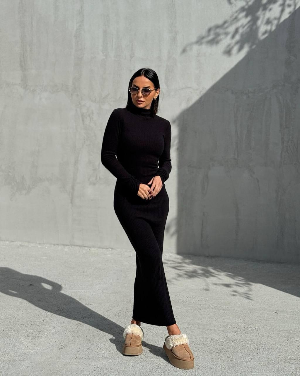 Жіноча тепла ангорова сукня з рубчика, фото 1