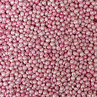 Посипка рисові кульки глазуровані рожеві перламутрові D=3-4 мм (1кг/уп)
