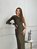 Жіноча вечірня сукня з люрексу на одне плече, фото 7