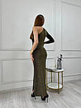 Жіноча вечірня сукня з люрексу на одне плече, фото 8