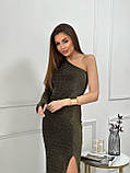 Жіноча вечірня сукня з люрексу на одне плече, фото 9